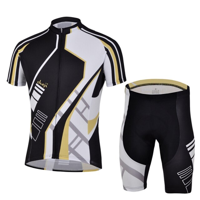  Homme Manches Courtes Maillot et Cuissard Velo Cyclisme Vélo Maillot Ensembles de Sport Respirable La peau 3 densités Séchage rapide Résistant aux ultraviolets Limite les Bactéries Des sports