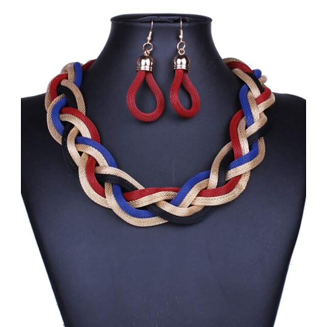 Women's Drop Earrings Statement Necklace Twisted Interwoven Necklace Statement Ladies Vintage Alloy Black Purple Red Blue Gold 42 cm Necklace Jewelry 1pc For Party Special Occasion Congratulations