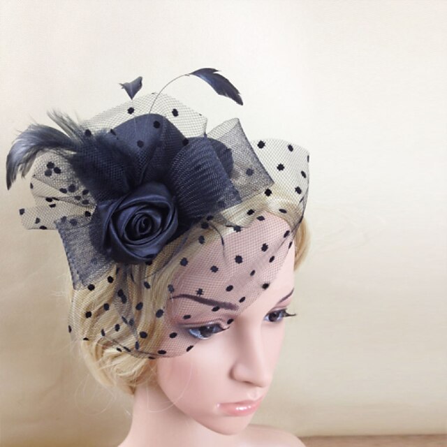  Plume / Filet Fascinateurs / Chapeaux / Coiffure avec Fleur 1 pc Mariage / Occasion spéciale / Course de chevaux Casque