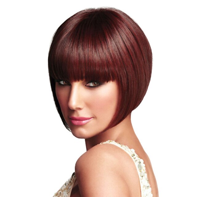  Synthetic Wig Style Bob Capless Wig Brown Auburn Women's Brown Wig