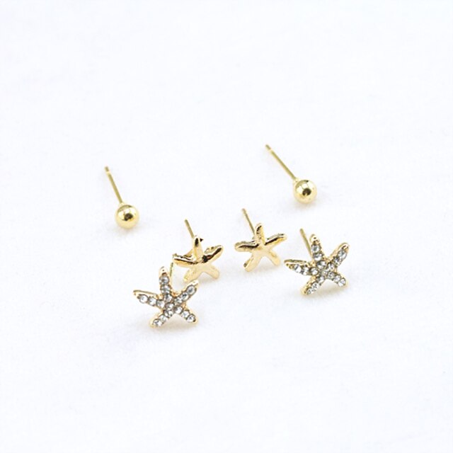  Women's Crystal Stud Earrings Starfish Ladies European Fashion 18K Gold Plated Rhinestone Gold Plated Earrings Jewelry Gold For / Imitation Diamond / Austria Crystal