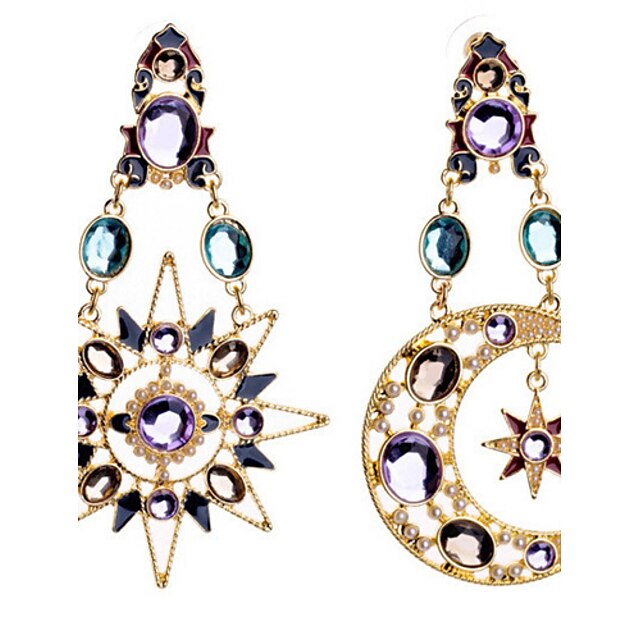  Women's Drop Earrings Dangling Dangle Moon Ladies Luxury European Fashion Imitation Diamond Earrings Jewelry Screen Color For