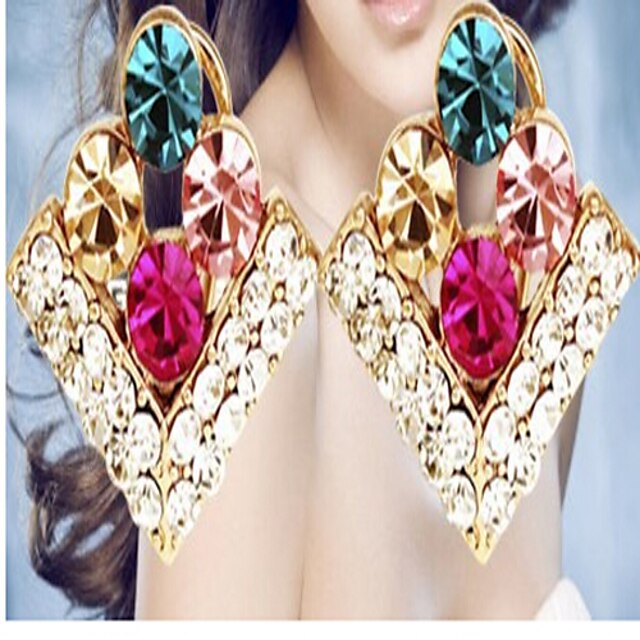  Women's Crystal Stud Earrings Ladies Cute Cubic Zirconia Rhinestone Earrings Jewelry Screen Color For