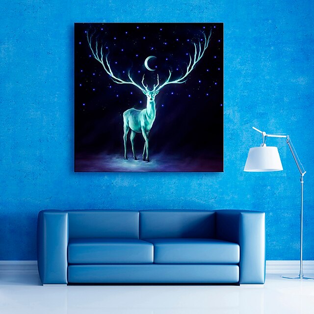  E-HOME® Stretched LED Canvas Print Art Deer LED Flashing Optical Fiber Print