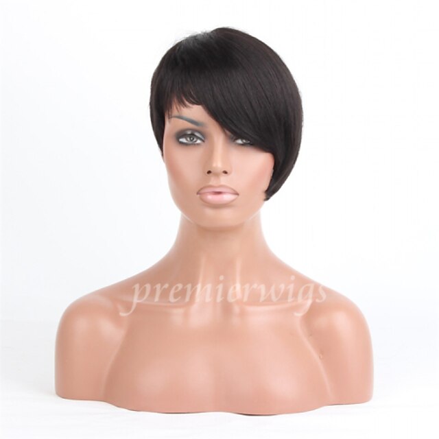  Human Hair Machine Made Wig style Straight Wig 150% Density Natural Hairline African American Wig 100% Hand Tied Women's Short Human Hair Lace Wig Premierwigs