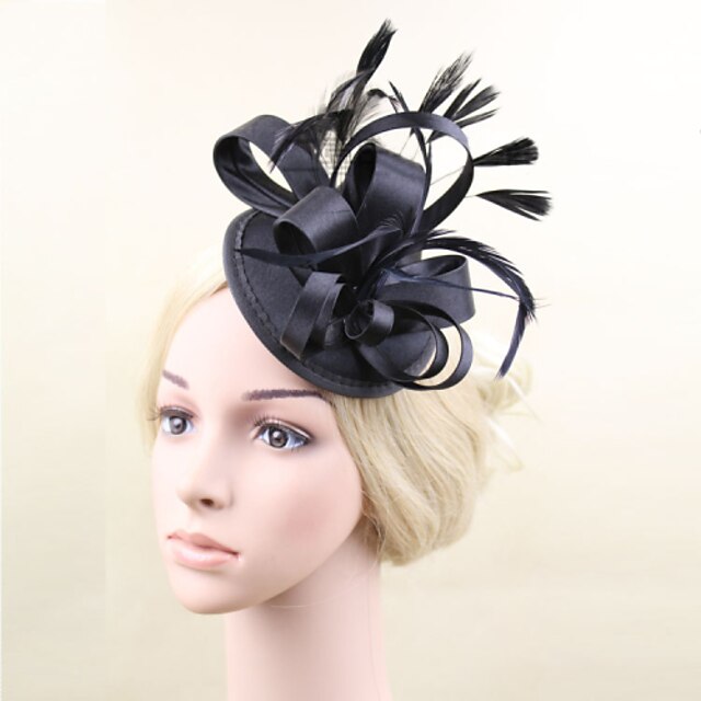  Feather / Satin Kentucky Derby Hat / Fascinators / Flowers with 1 Wedding / Special Occasion Headpiece