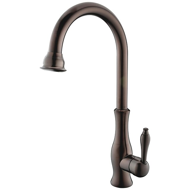  Kitchen faucet - One Hole Oil-rubbed Bronze Standard Spout / Tall / ­High Arc Deck Mounted Antique Kitchen Taps / Brass / Single Handle One Hole