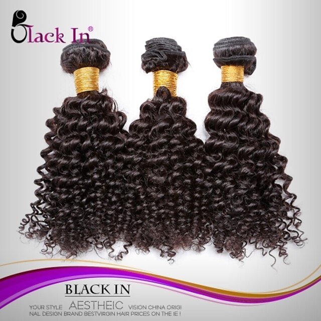  3 Bundles Brazilian Hair Kinky Curly Human Hair Natural Color Hair Weaves / Hair Bulk Human Hair Weaves Human Hair Extensions / 8A