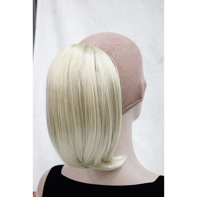 new fashion short straight blonde mix claw clip ponytail