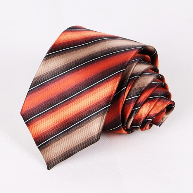  Men's Party/Evening Wedding Formal Orange Striped Polyester Necktie