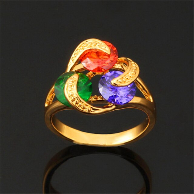  Statement Ring Cubic Zirconia Rainbow White Cubic Zirconia Gold Plated Alloy Fashion 6 7 8 9 / Women's