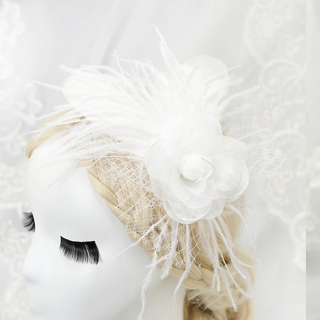  Women's Flower Girl's Feather Chiffon Headpiece-Wedding Special Occasion Fascinators 1 Piece