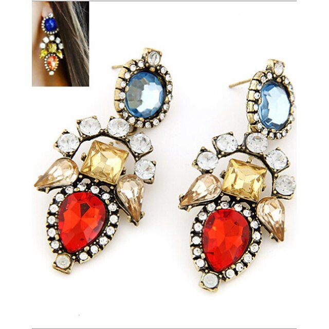  Women's Crystal Citrine Drop Earrings Dangle Earrings Dangling Dangle Statement Ladies Colorful Fashion Vintage European Earrings Jewelry Red / Pink For