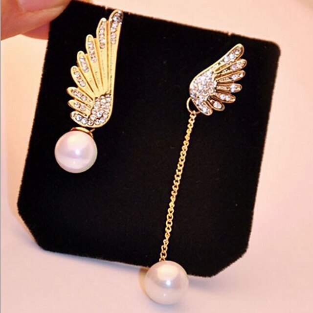  Women's Drop Earrings Wings Ladies Pearl Imitation Diamond Earrings Jewelry Gold For