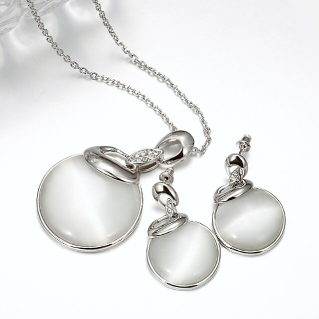  Women's Waterdrop Shape  Silver Plated Jewelry Set(Necklace & Earrings)
