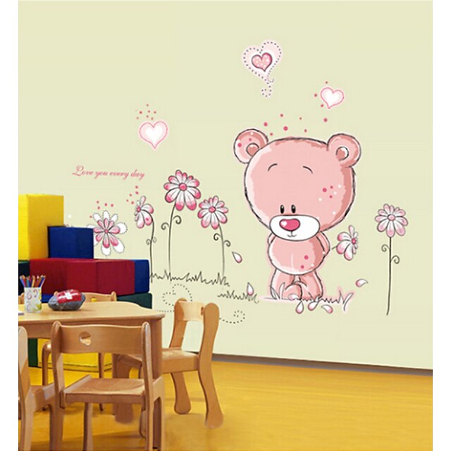  съемные стикеры стены милый медведь мультфильм для детской комнаты спальня стены стикеры
