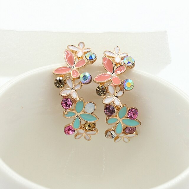  Drop Earrings Dangle Earrings For Women's Crystal 18K Gold Plated Rhinestone Gold Plated Blue Pink