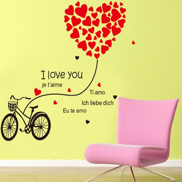  adesivos de parede do estilo decalques de parede de parede amor bicicleta adesivos pvc