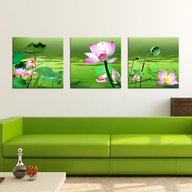  Malarstwo drukuje plakat kwiatów lotosu obraz domu na płótnie 3pcs wydruku / set (bez ramki)