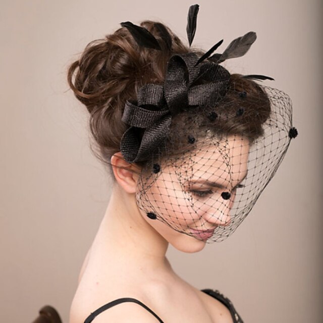  Lace Flowers / Birdcage Veils with 1 Wedding / Special Occasion / Casual Headpiece