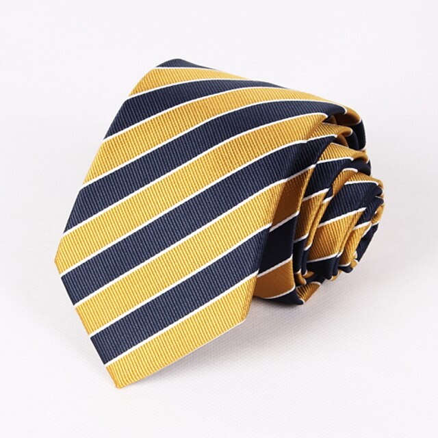  Men's Party/Evening Yellow And Navy Blue Striped Necktie #PT065