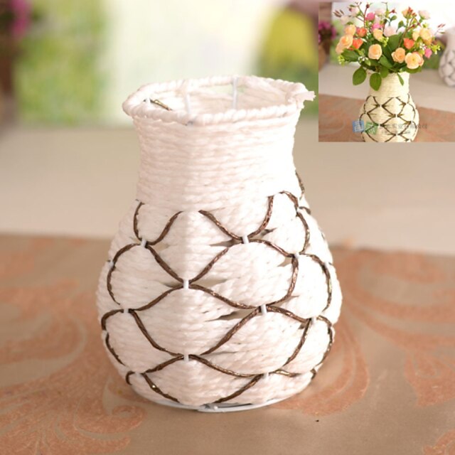  Rattan Style Flower Vase Artificial Flower Arrangement Home / Wedding Decor(Random Color)