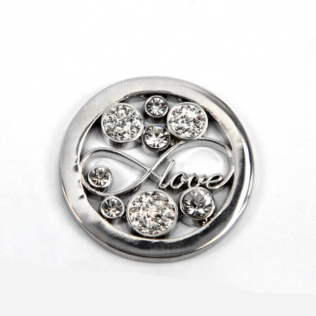  Valentin napi ajándék lány 33mm ötvözet mi moneda ezüst kristály végtelenbe lemez 35mm-es érme tartó medál
