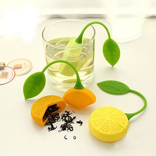  Orange Lemon Shape Tea Infuser Silicone Strainer Filter Bag Teapot Herb