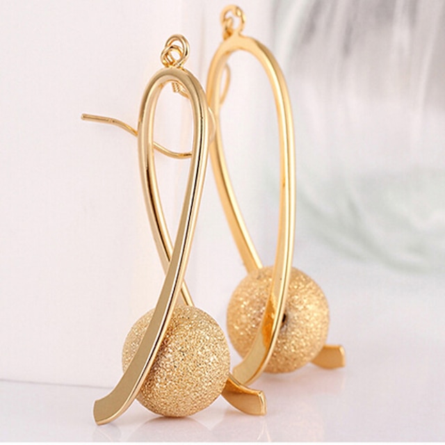  Women's Drop Earrings Long Beads Drop Ladies Elegant Italian Gold Plated Earrings Jewelry Gold For