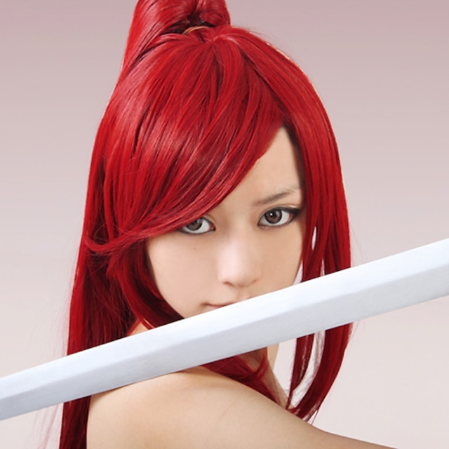  Conto de fadas Erza Scarlet Perucas cosplay Mulheres 40 polegada Fibra Resistente ao Calor Peruca Anime