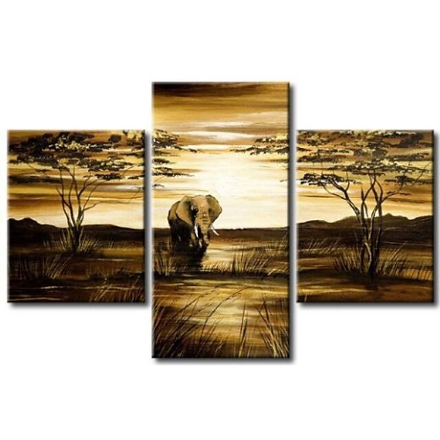  Hang-Dipinto ad olio Dipinta a mano - Paesaggi Tela Tre Pannelli