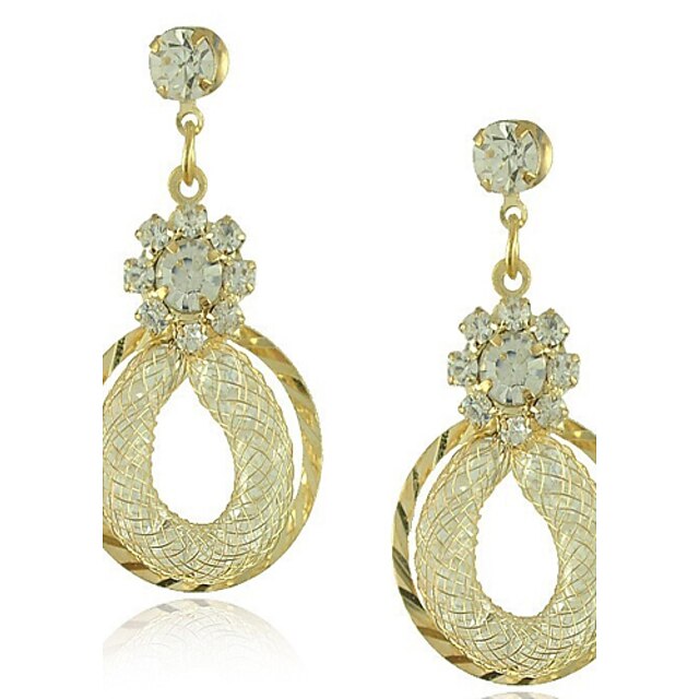  Women's Cubic Zirconia Drop Earrings Drop Luxury European Double-layer Cubic Zirconia Gold Plated Imitation Diamond Earrings Jewelry Screen Color For