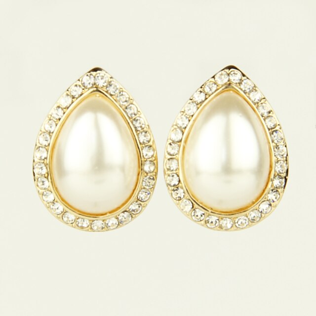  Earring Stud Earrings Jewelry Women Alloy / Imitation Pearl / Rhinestone 2pcs Gold / White
