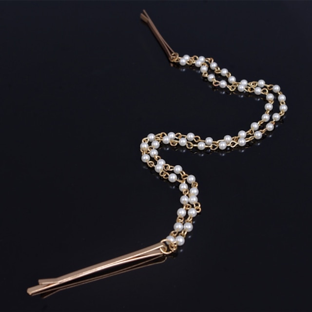  Women Alloy Elegant Pearl Head Chain With Casual/Outdoor Headpiece Gold