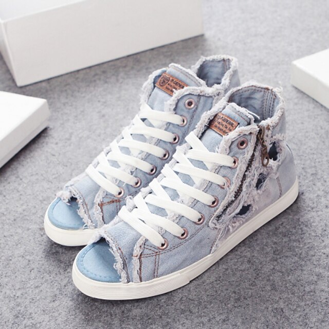  Women's Shoes Denim Flat Heel Gladiator/Comfort/Round Toe Flats/Fashion Sneakers Casual Light Blue/Dark Blue