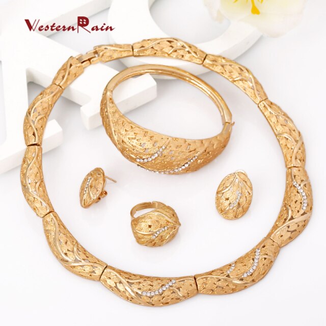  Women's Cute Jewelry Set Bracelet / Earrings / Necklace - Vintage / Party / Work Gold Jewelry Set For