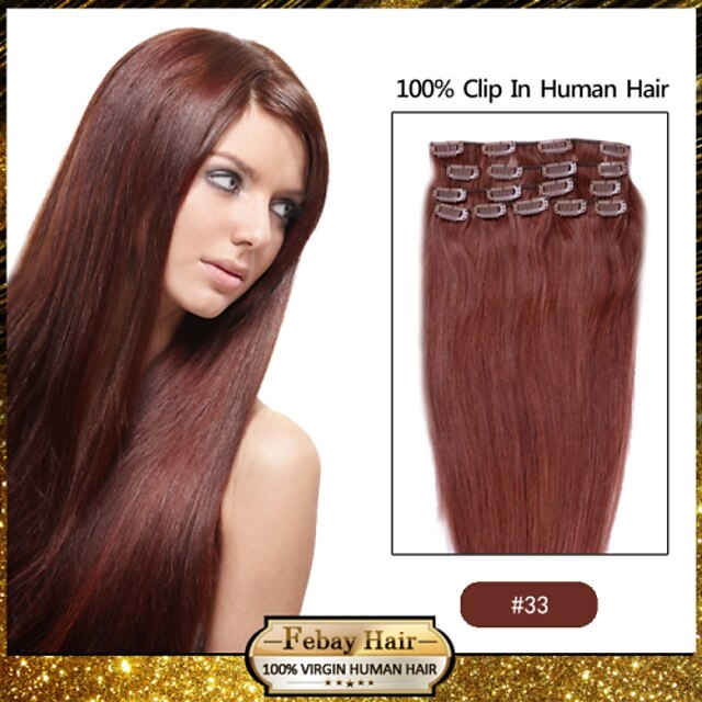  Febay Felcsatolható Human Hair Extensions Egyenes Emberi haj Fényes szőke