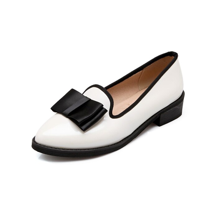  Women's Shoes Leatherette Spring Summer Fall Chunky Heel Bowknot for Casual Office & Career Dress White Black Burgundy