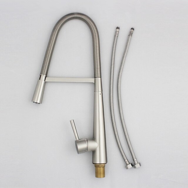  Køkken Vandhane - Et Hul Nikkel Børstet Træk-out / Pull-down Vandret Montering Moderne Kitchen Taps / Enkelt håndtag Et Hul