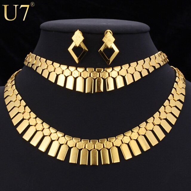  Jewelry Set Stud Earrings Collar Necklace Geometrical Ladies Charm Vintage Party Work Casual Earrings Jewelry Gold / Silver For