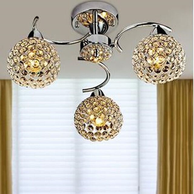  3 lumières 25CM Lustre Métal Chrome 110-120V 220-240V / E12 / E14 / CE