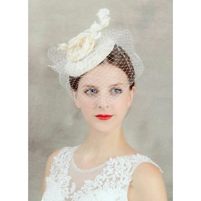  Women's Pearl Fabric Net Headpiece-Wedding Special Occasion Birdcage Veils 1 Piece