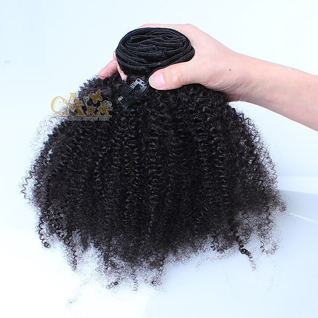  CARA Clip In Ludzkich włosów rozszerzeniach Afro Kinky Curl Włosy virgin Doczepy z naturalnych włosów Damskie Naturalna czerń