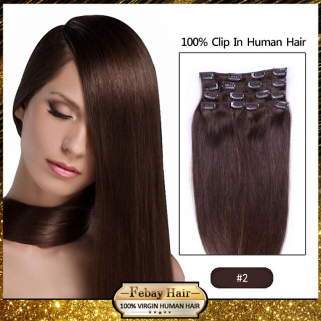  Febay Felcsatolható Human Hair Extensions Egyenes Emberi haj Platinaszőke