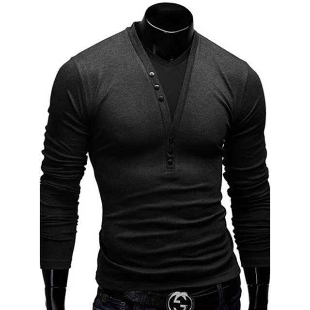  Ležérní Véčkový výstřih - Dlouhé rukávy - MEN - T-Shirts ( Směs bavlny )