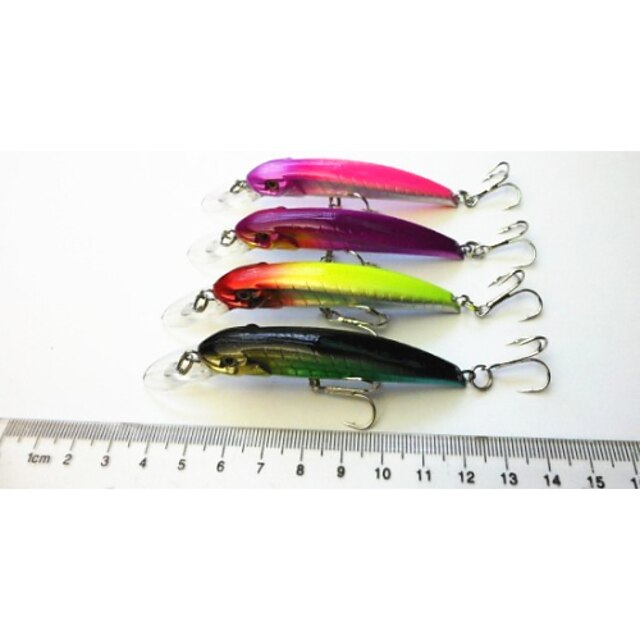  4pcs Uistin Minnow Uppoava Bass Taimen Hauki Merikalastus Makean veden kalastus Viehekalastus Kova muovi / Yleinen kalastus / Uistelu ja venekalastus