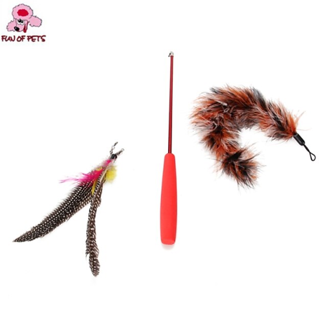  Teaser Feather Toy Cat Toy Dog Toy Stick Plastic Gift Pet Toy Pet Play