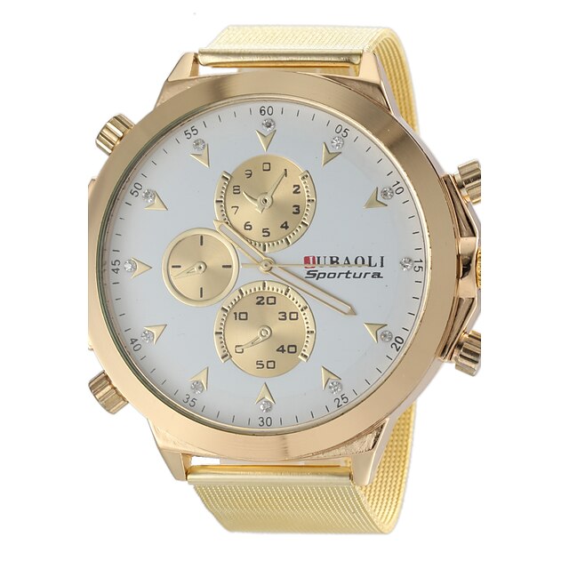  JUBAOLI Men's Military Watch Wrist Watch Quartz Stainless Steel Gold Hot Sale Analog Charm - Golden White Black One Year Battery Life / SSUO LR626