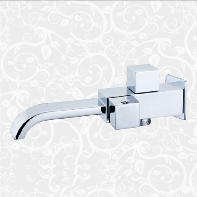 Contemporary Wall Mounted Waterfall Ceramic Valve Single Handle One Hole Chrome, Bathroom Sink Faucet