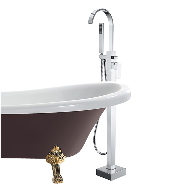  Смеситель для ванны - Современный Хром Свободно стоящий Керамический клапан Bath Shower Mixer Taps / Одной ручкой одно отверстие